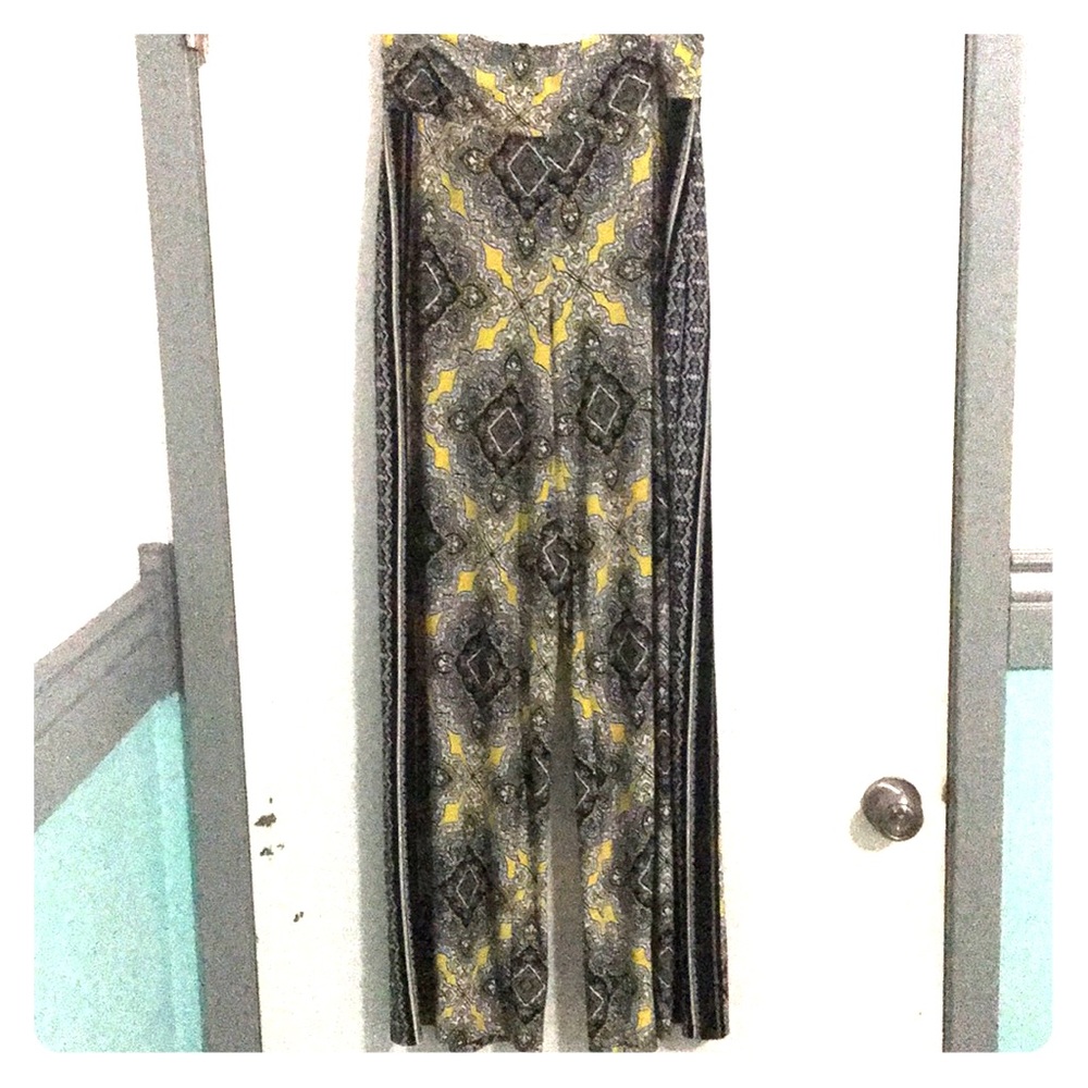 Black and Yellow patterned flowing dress pants